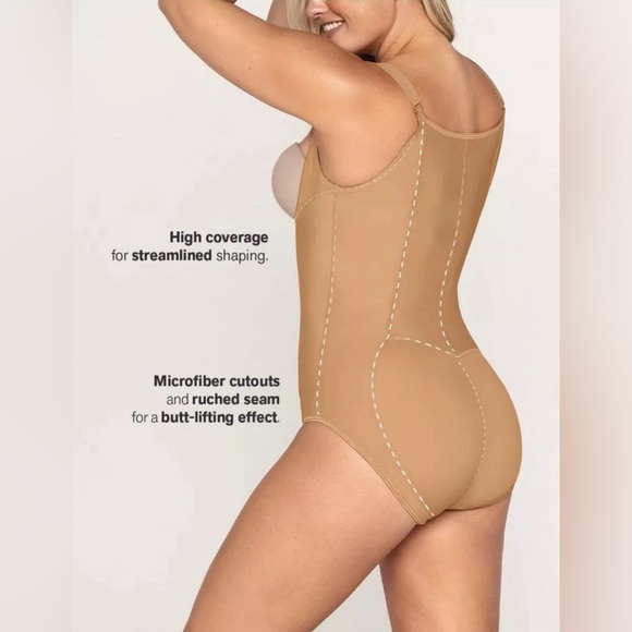 LEONISA 018513 CLASSIC BOTTOM FIRM BODY SHAPER DIAGONAL HOOK-AND-EYE Black NWT - Picture 7 of 12